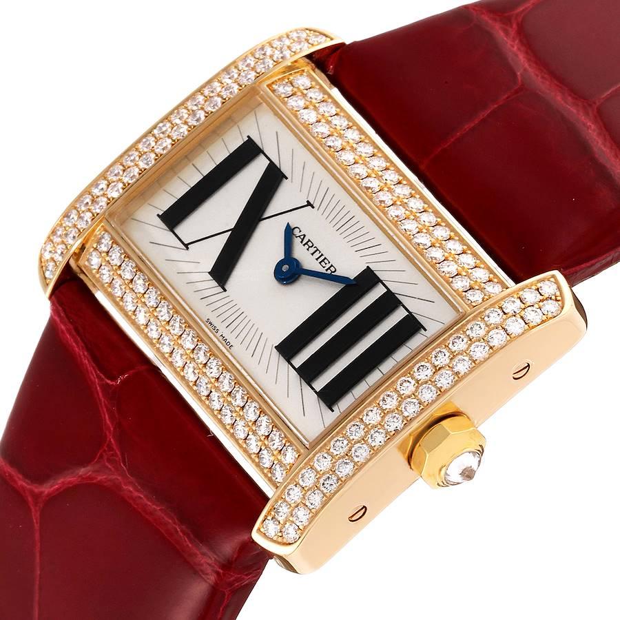 Women's Cartier Tank Divan Yellow Gold Silver Dial Diamond Ladies Watch WA301471