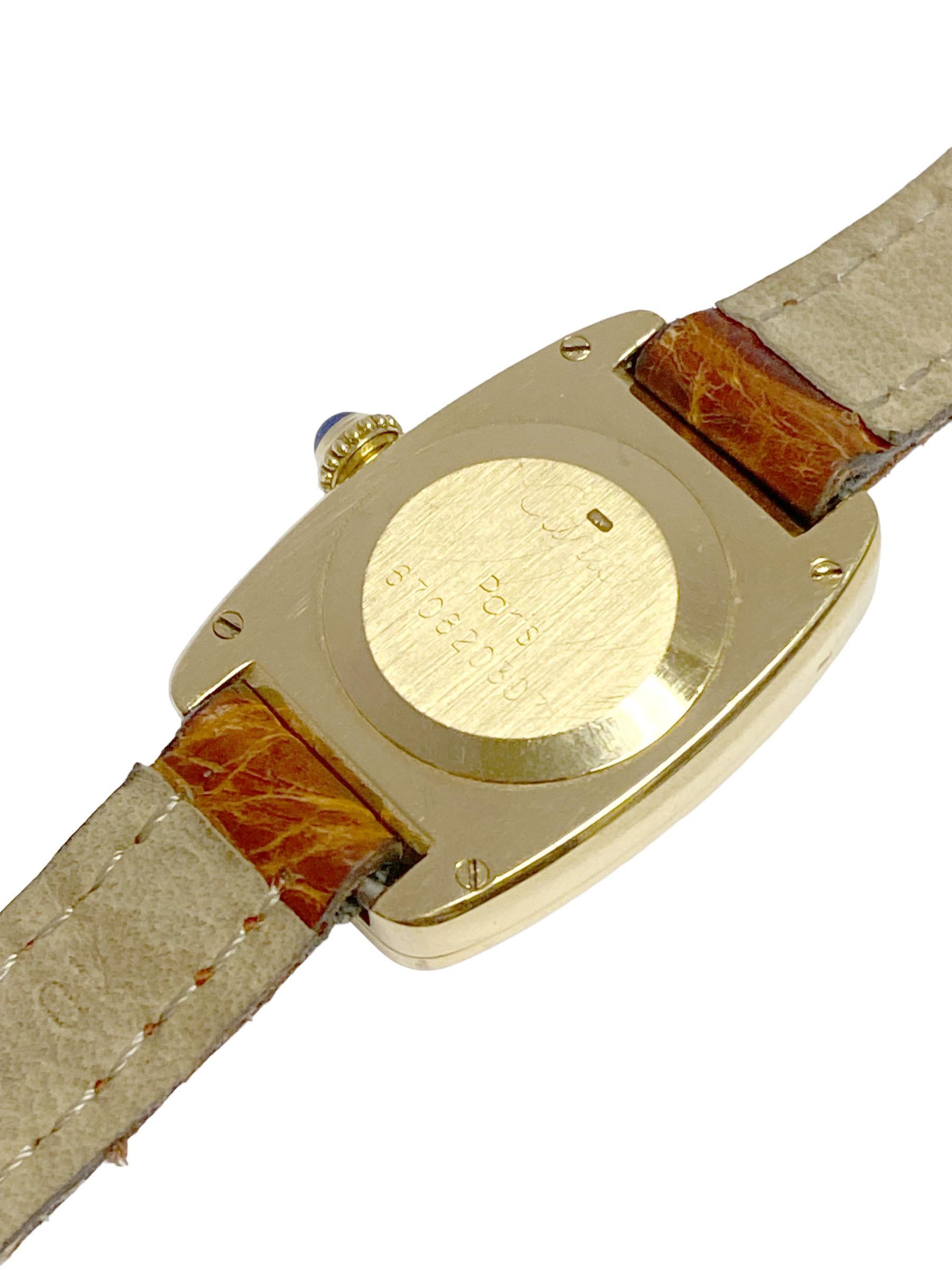 Cartier Tank Faberge Tonneau Yellow Gold Vintage Ladies Mechanical Wrist Watch In Excellent Condition In Chicago, IL