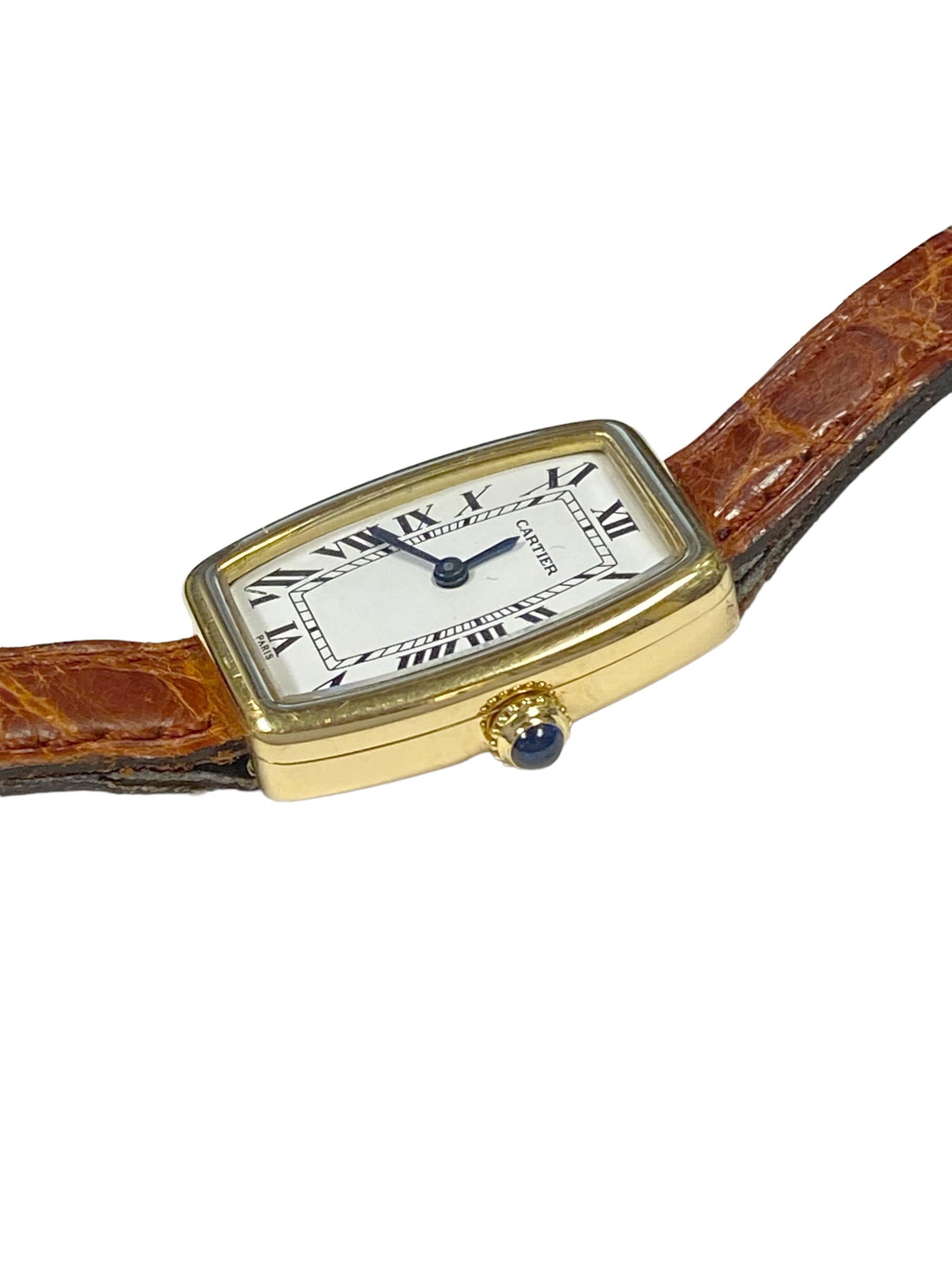 Women's Cartier Tank Faberge Tonneau Yellow Gold Vintage Ladies Mechanical Wrist Watch