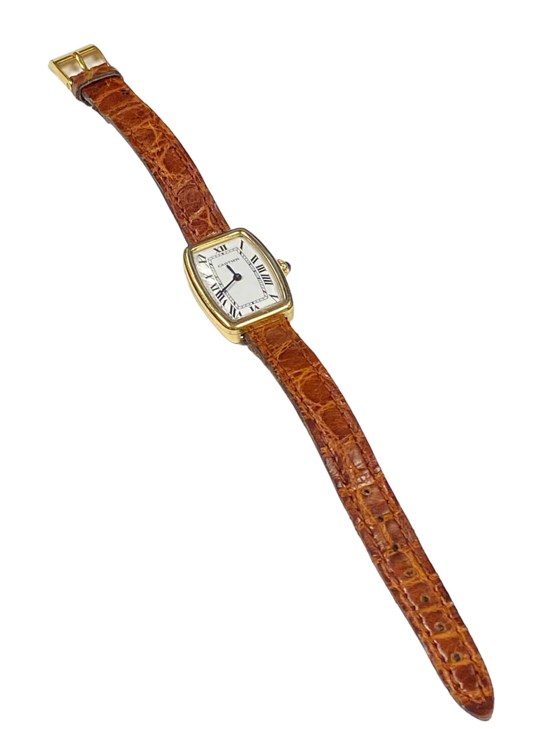 Cartier Tank Faberge Tonneau Yellow Gold Vintage Ladies Mechanical Wrist Watch 1