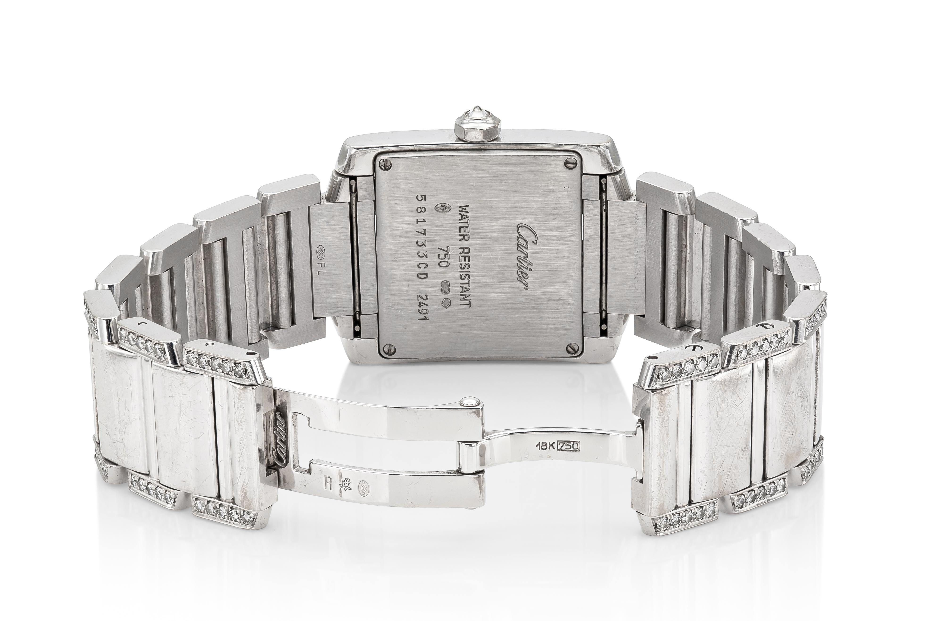 Orologio Cartier Tank Francais con diamanti In condizioni buone in vendita a New York, NY