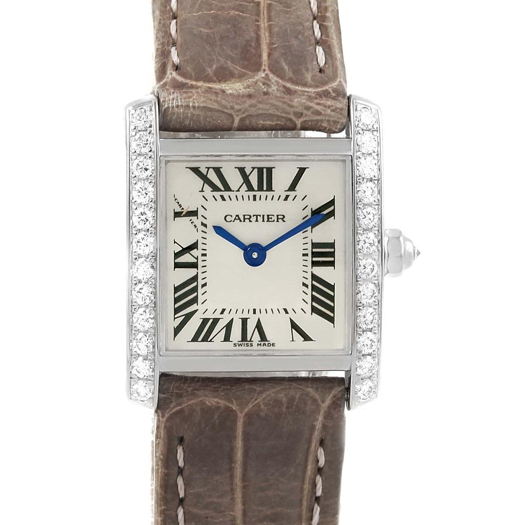 Cartier Tank Francaise 18 Karat Gold Diamond Ladies Watch WE100231 Box Papers For Sale 1