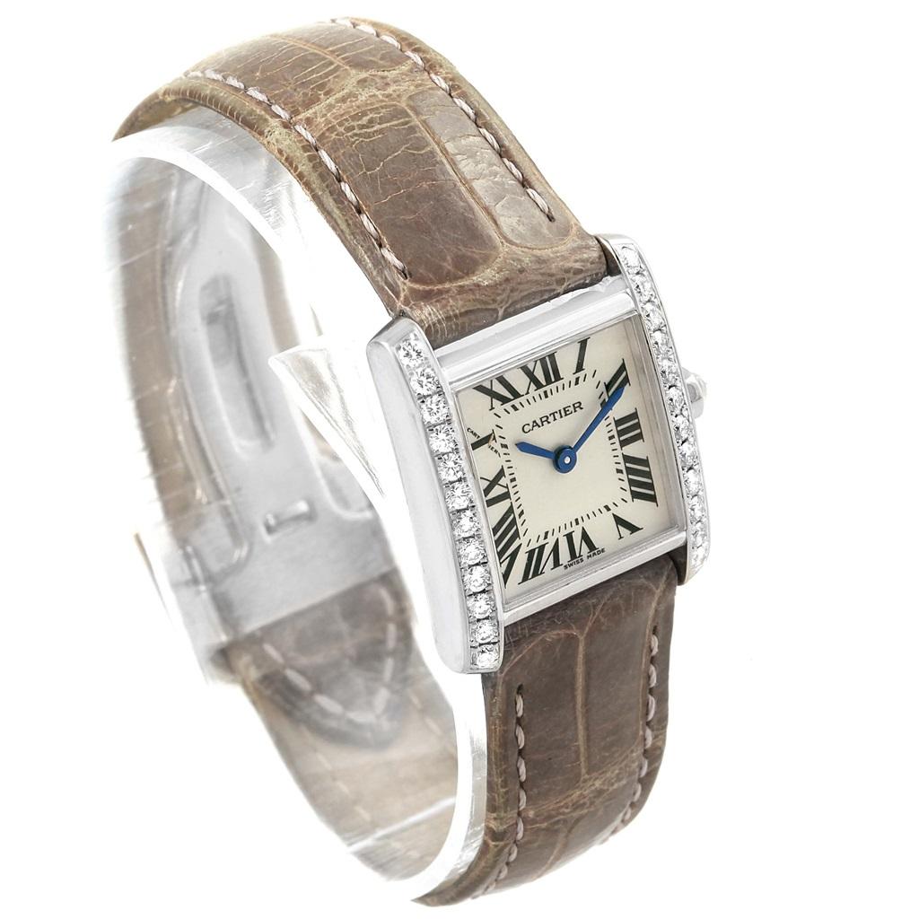 Cartier Tank Francaise 18 Karat Gold Diamond Ladies Watch WE100231 Box Papers For Sale 3