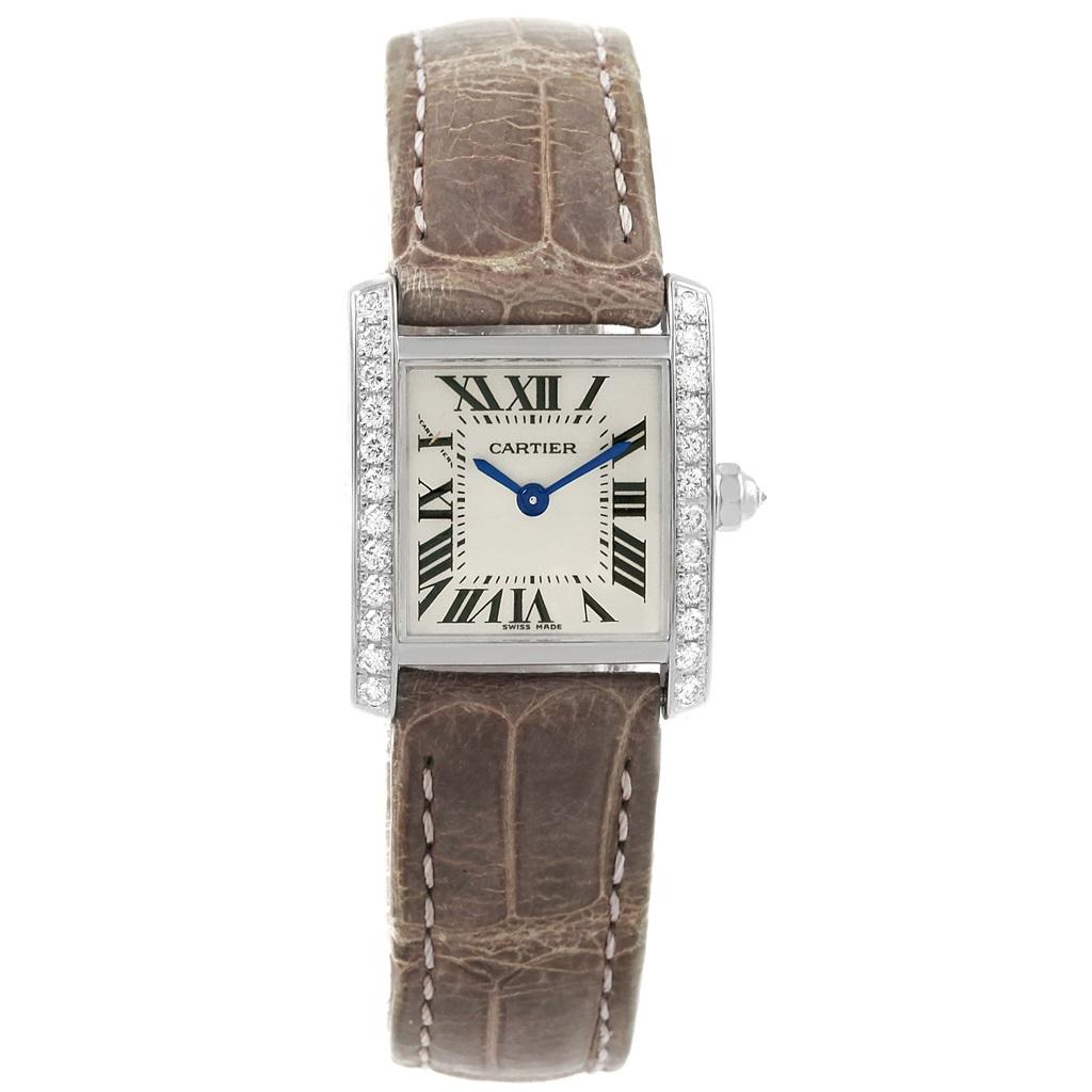 Cartier Tank Francaise 18 Karat Gold Diamond Ladies Watch WE100231 Box Papers For Sale 5