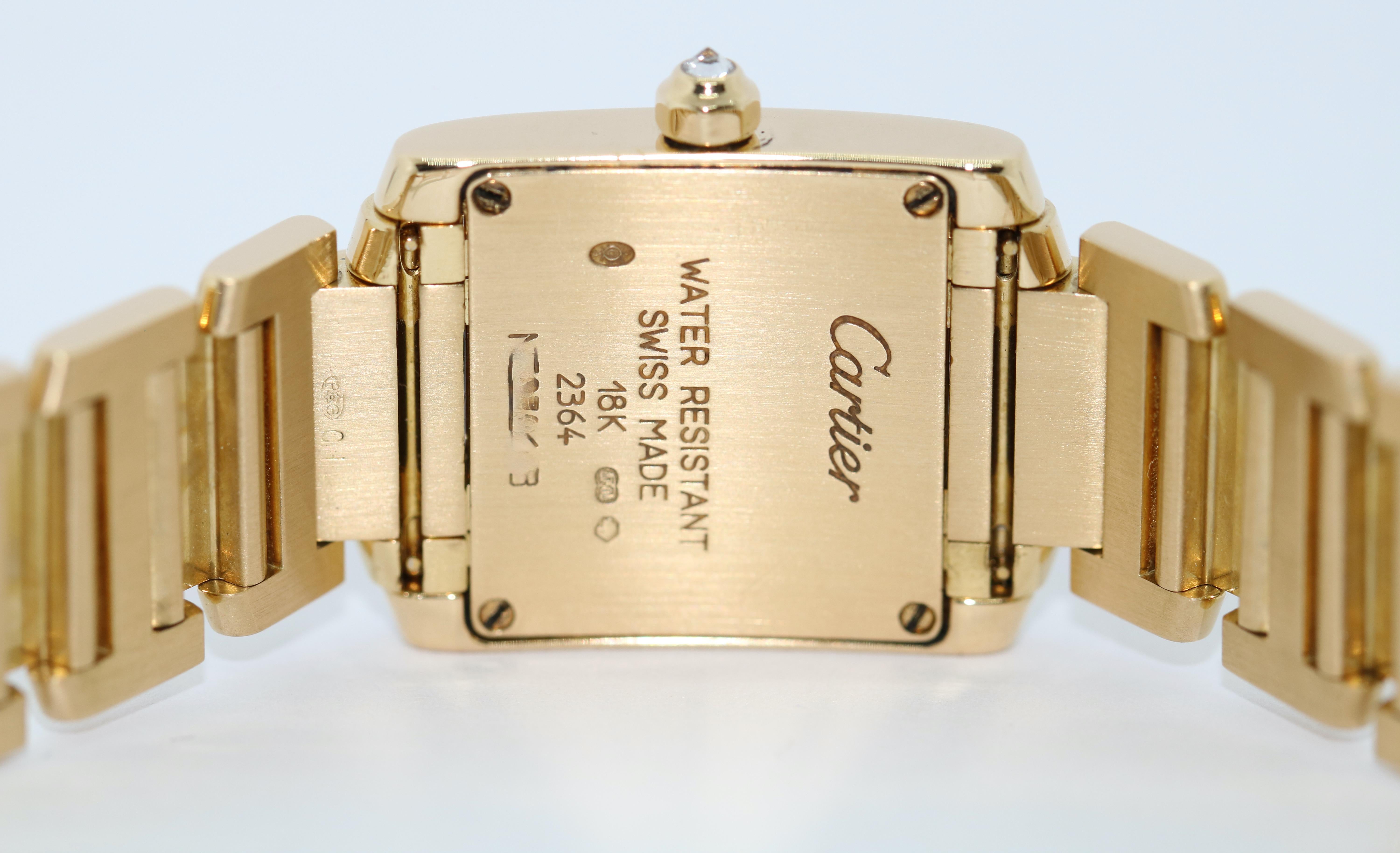 Cartier Tank Francaise 18 Karat Gold Ladies Wrist Watch with Diamonds. Ref. 2364 1