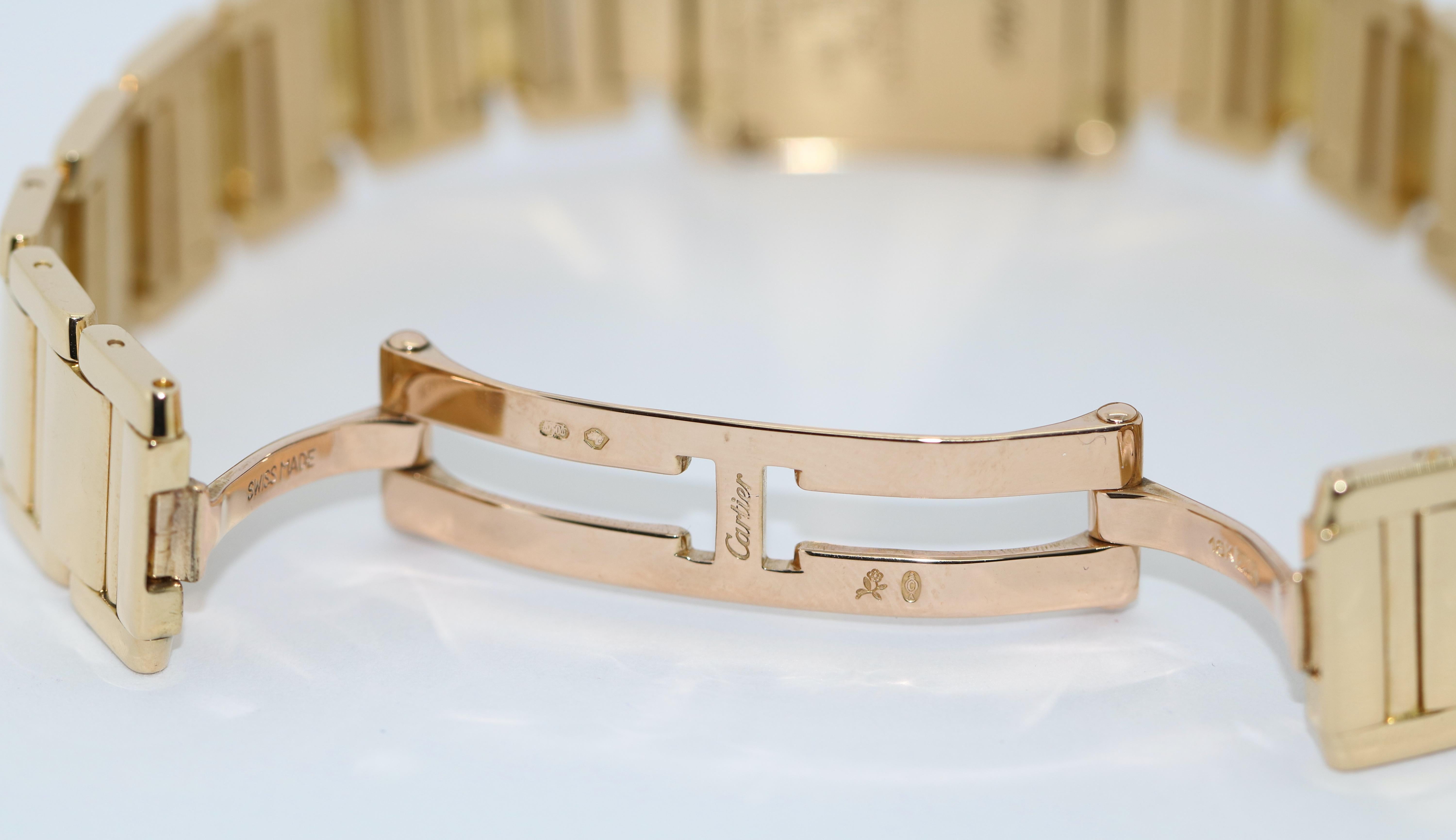 Women's Cartier Tank Francaise 18 Karat Gold Ladies Wrist Watch with Diamonds. Ref. 2364