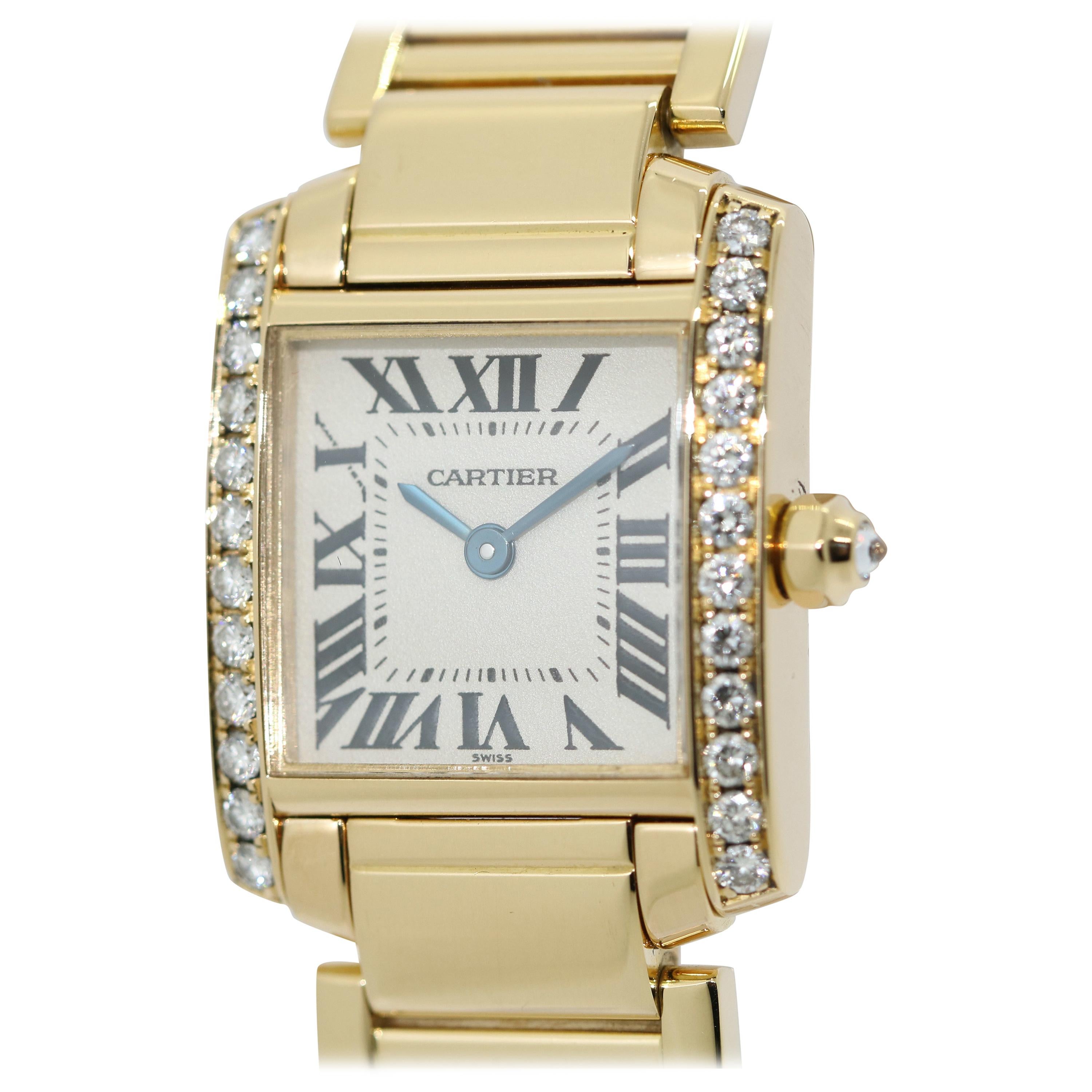 Cartier Tank Francaise 18 Karat Gold Ladies Wrist Watch with Diamonds. Ref. 2364