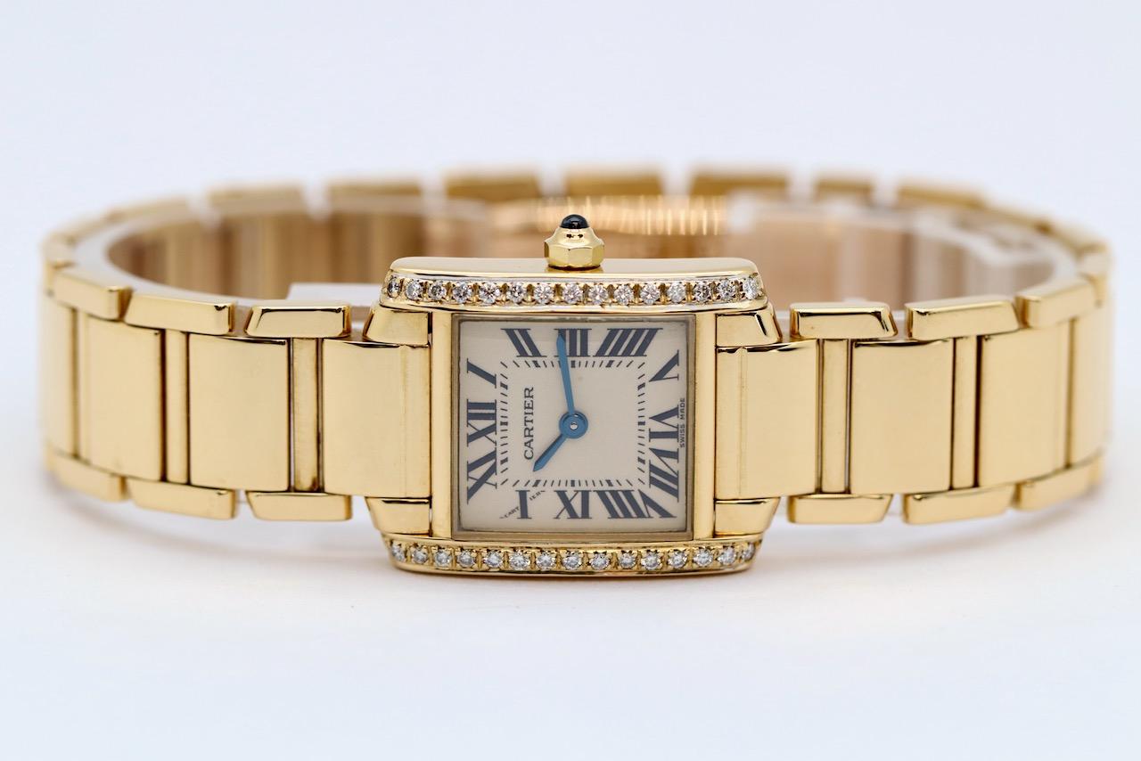 Modern Cartier Tank Française 18 Karat Gold Ladies Wrist Watch with Diamonds, Ref. 2385