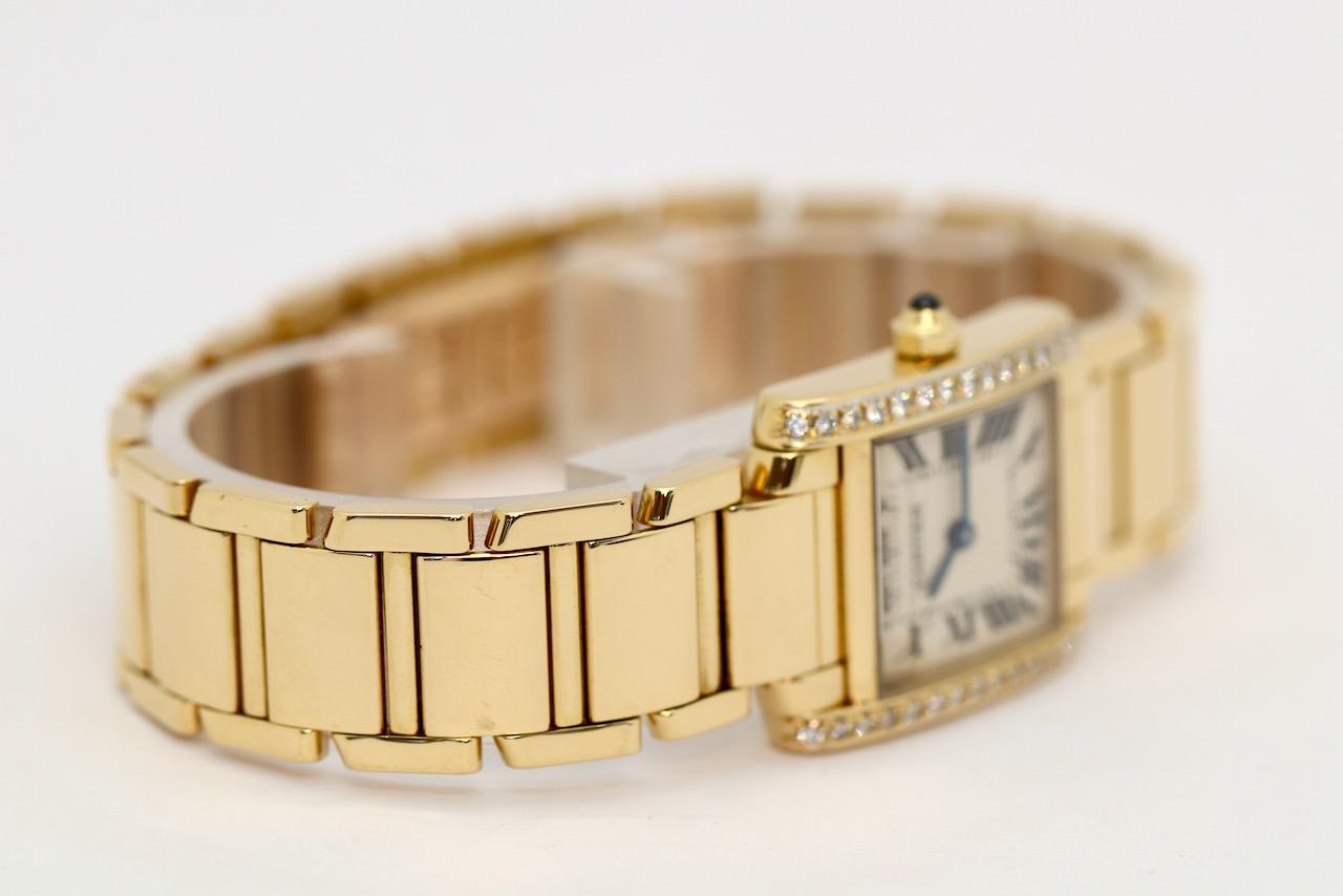 Cartier Tank Française 18 Karat Gold Ladies Wrist Watch with Diamonds, Ref. 2385 In Good Condition In Berlin, DE