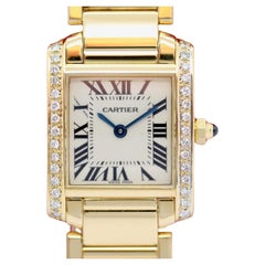Cartier Tank Française 18 Karat Gold Ladies Wrist Watch with Diamonds, Ref. 2385