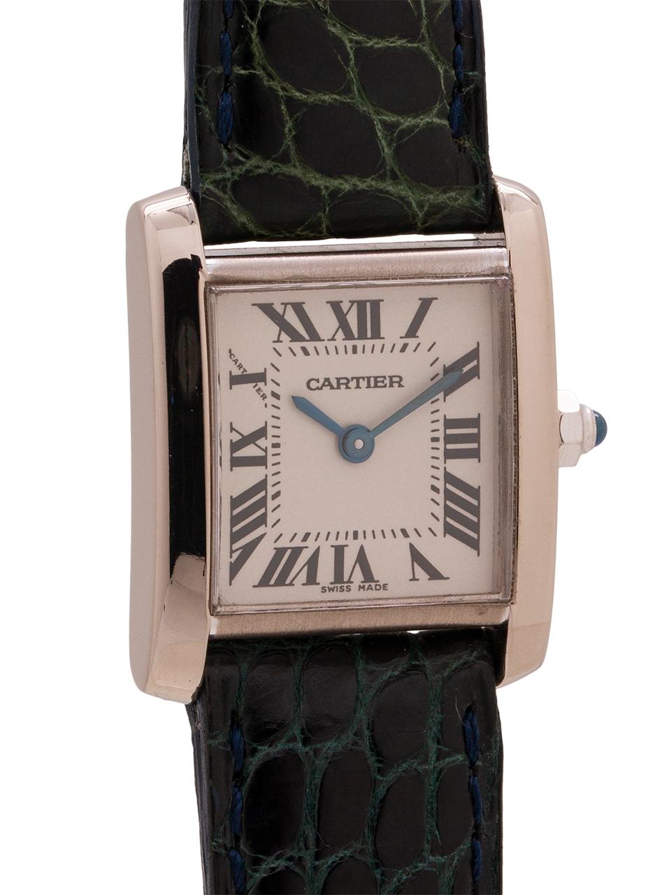 Cartier Tank Francaise 18 Karat WG Ladies, circa 1990s In Excellent Condition In West Hollywood, CA