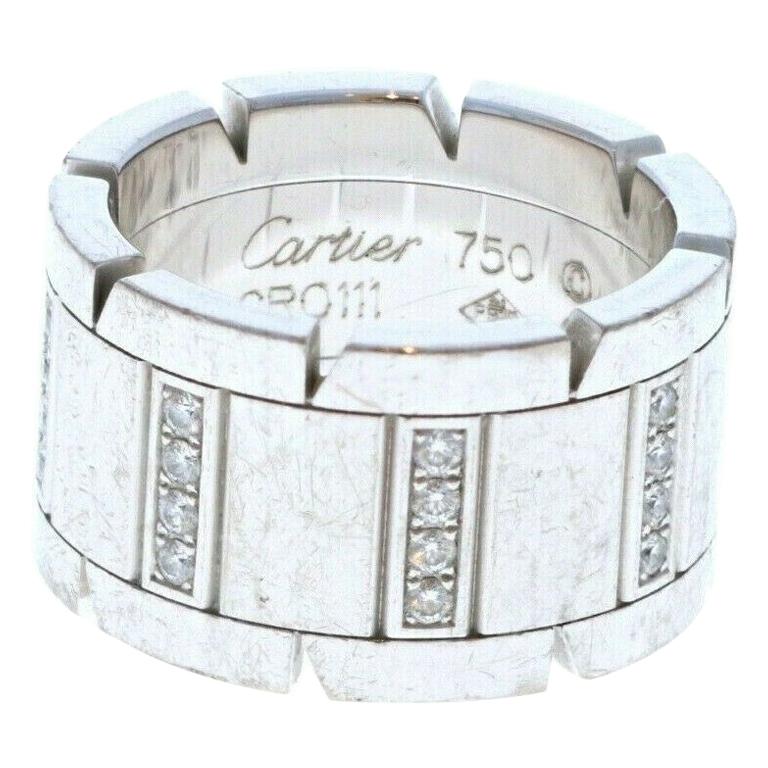 Cartier Tank Francaise 18 Karat White Gold and Diamond Ring Band 16.3 grams