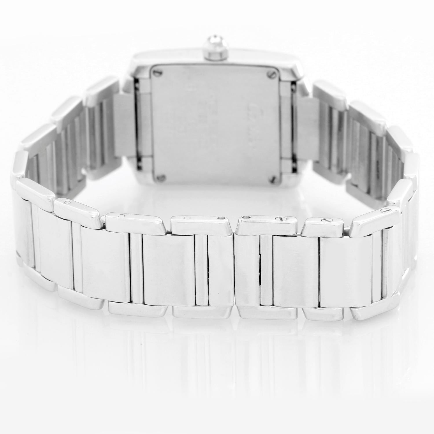 Cartier Tank Francaise 18 Karat White Gold and Diamonds Ladies Watch WE1002S3 In Excellent Condition In Dallas, TX
