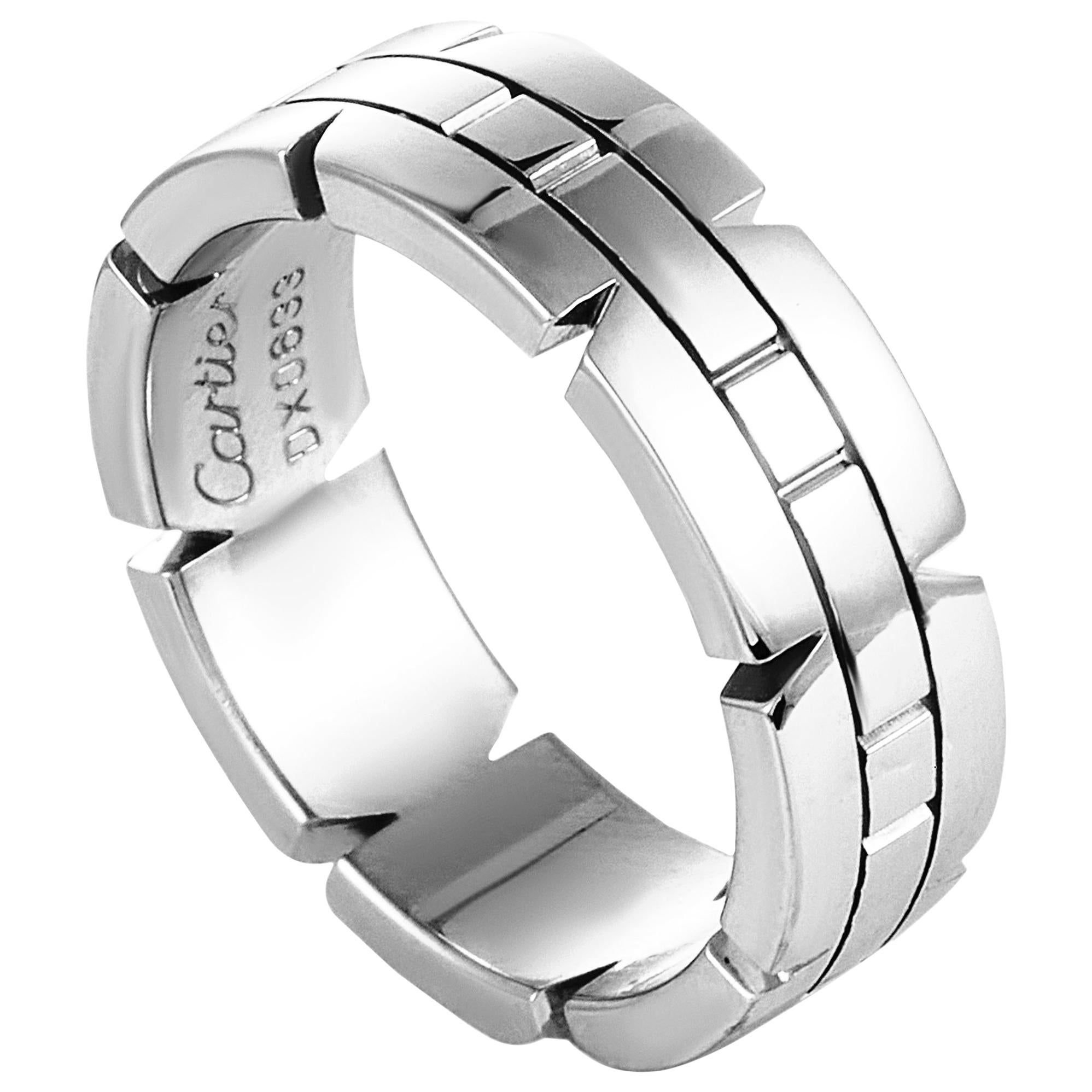 Cartier Tank Française 18 Karat White Gold Ring