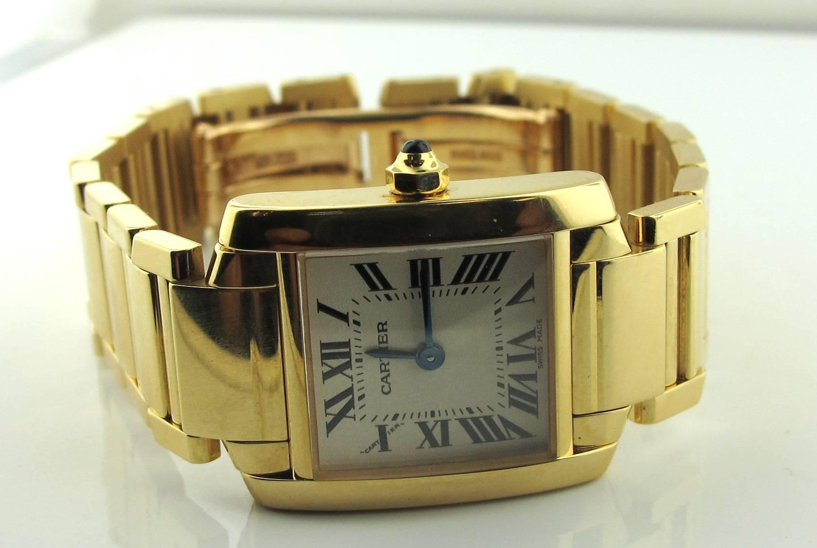 Cartier Tank Francaise Ladies 18 karat Yellow Gold Watch.  Current Model.  81 Grams.  Box and Papers.