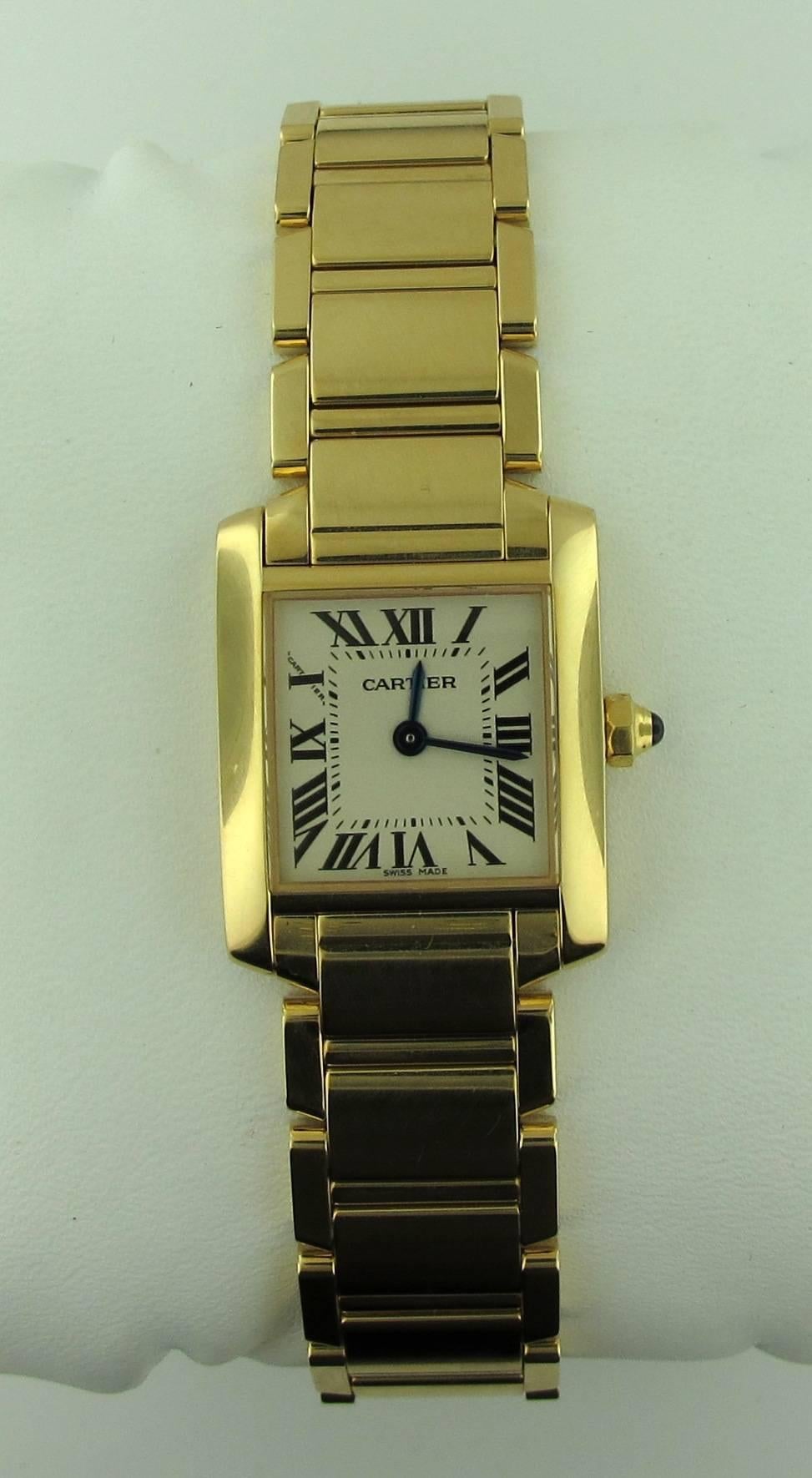 Cartier Ladies Yellow Gold Tank Francaise Wristwatch In Excellent Condition In Palm Desert, CA