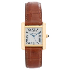 Retro Cartier Tank Francaise 18 Karat Yellow Gold Men's Watch 