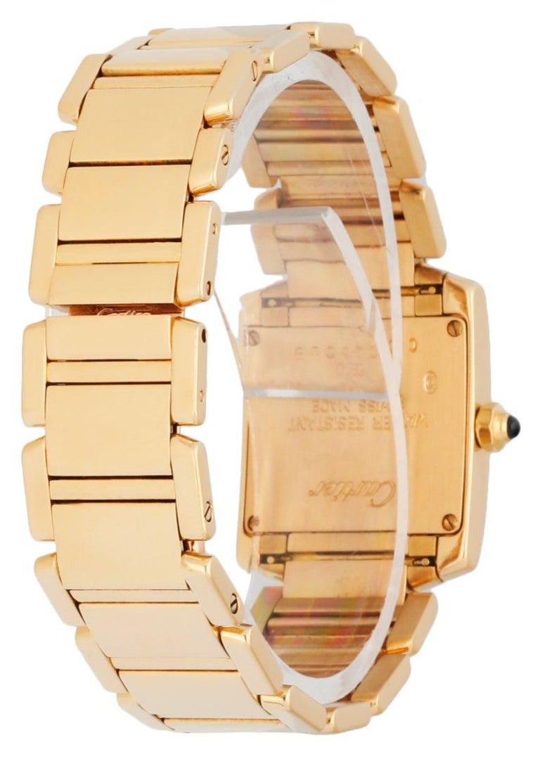 Women's Cartier Tank Francaise 1820 18K Yellow Gold Ladies Watch Box & Papers For Sale