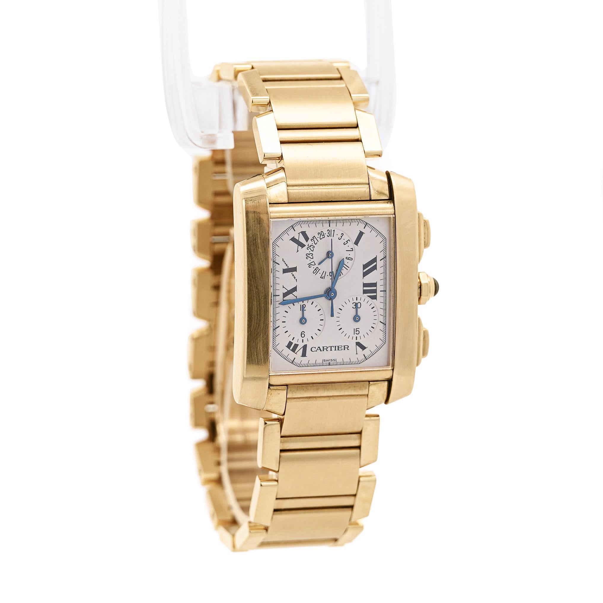 Orologio Cartier Tank Française 1830 Chronograph in oro 18 carati in vendita 5