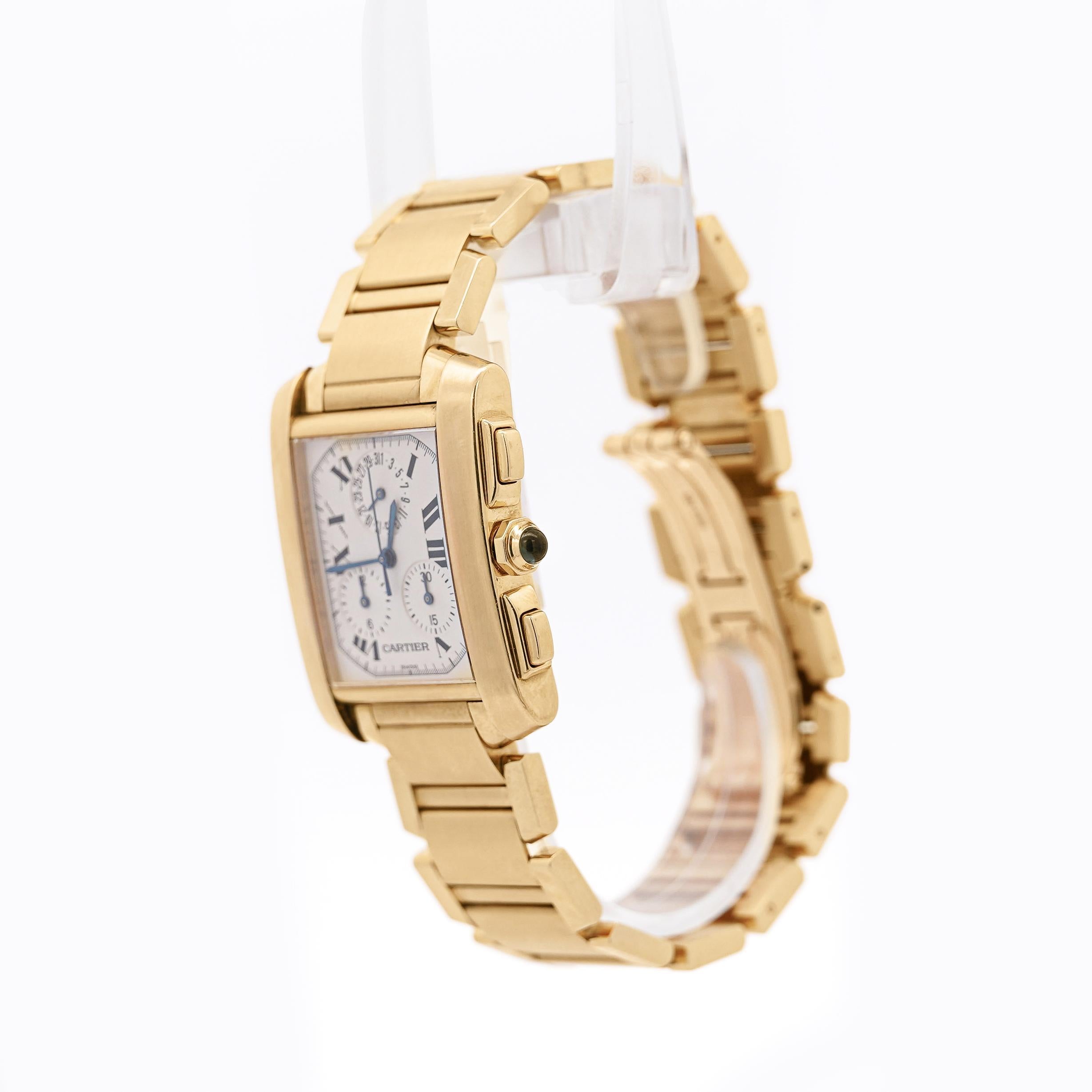 Orologio Cartier Tank Française 1830 Chronograph in oro 18 carati in vendita 6