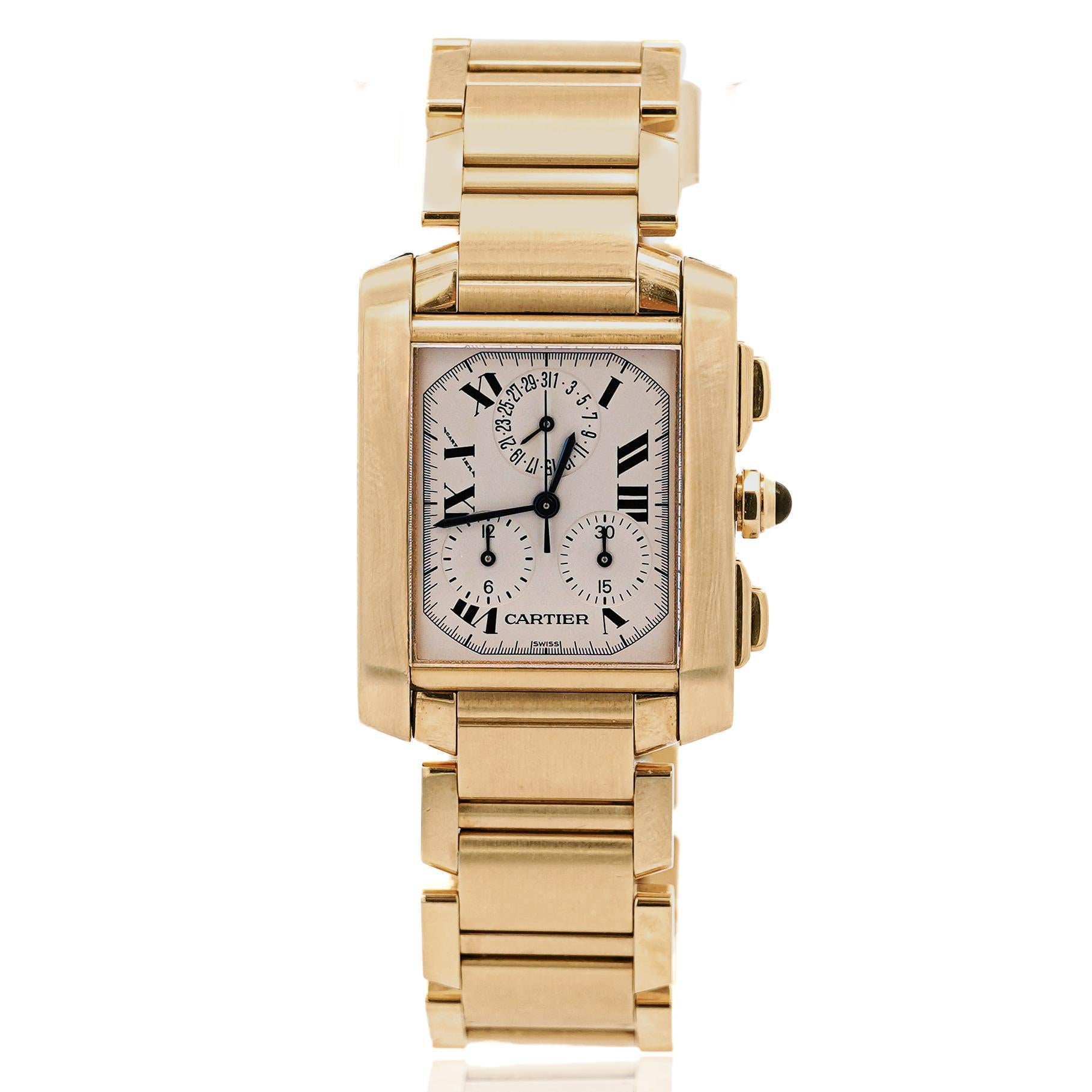 Orologio Cartier Tank Française 1830 Chronograph in oro 18 carati in vendita 4