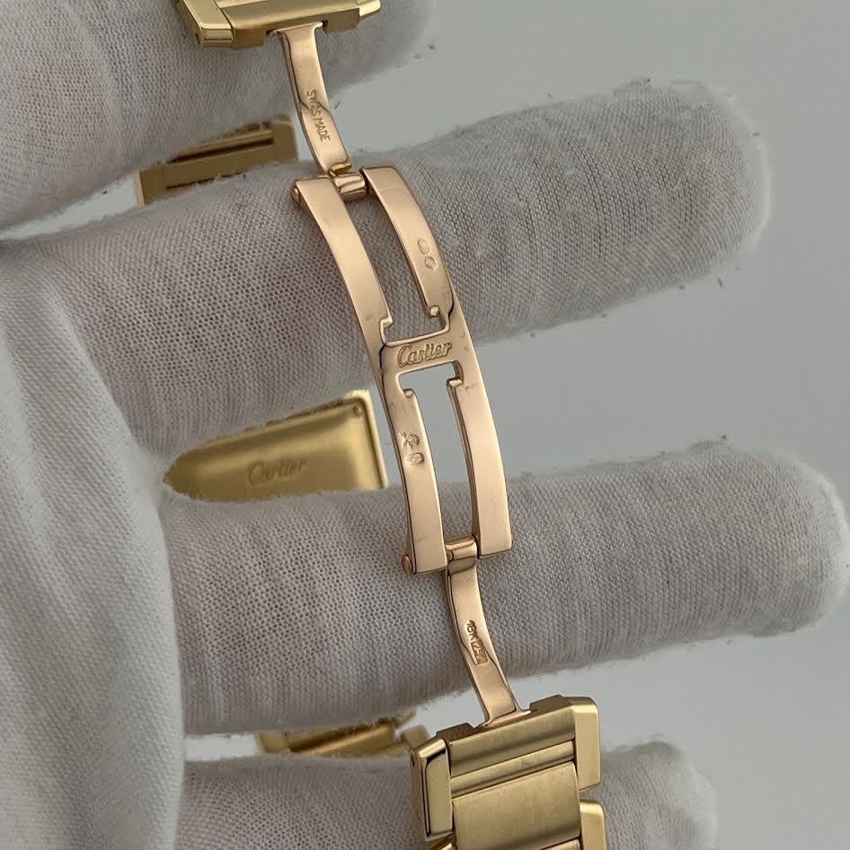 Cartier Tank Francaise 1840 28x32mm Cadran chiffres romains blanc Boîte or jaune 18k Unisexe en vente