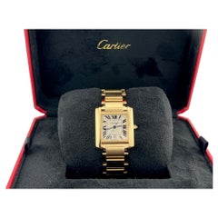 Cartier Tank Francaise 1840 28x32mm Cadran chiffres romains blanc Boîte or jaune 18k