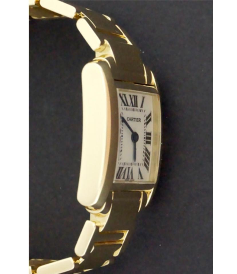 Cartier Tank Française 18 Karat Gold Model W50002N2 Watch In Excellent Condition For Sale In Dallas, TX