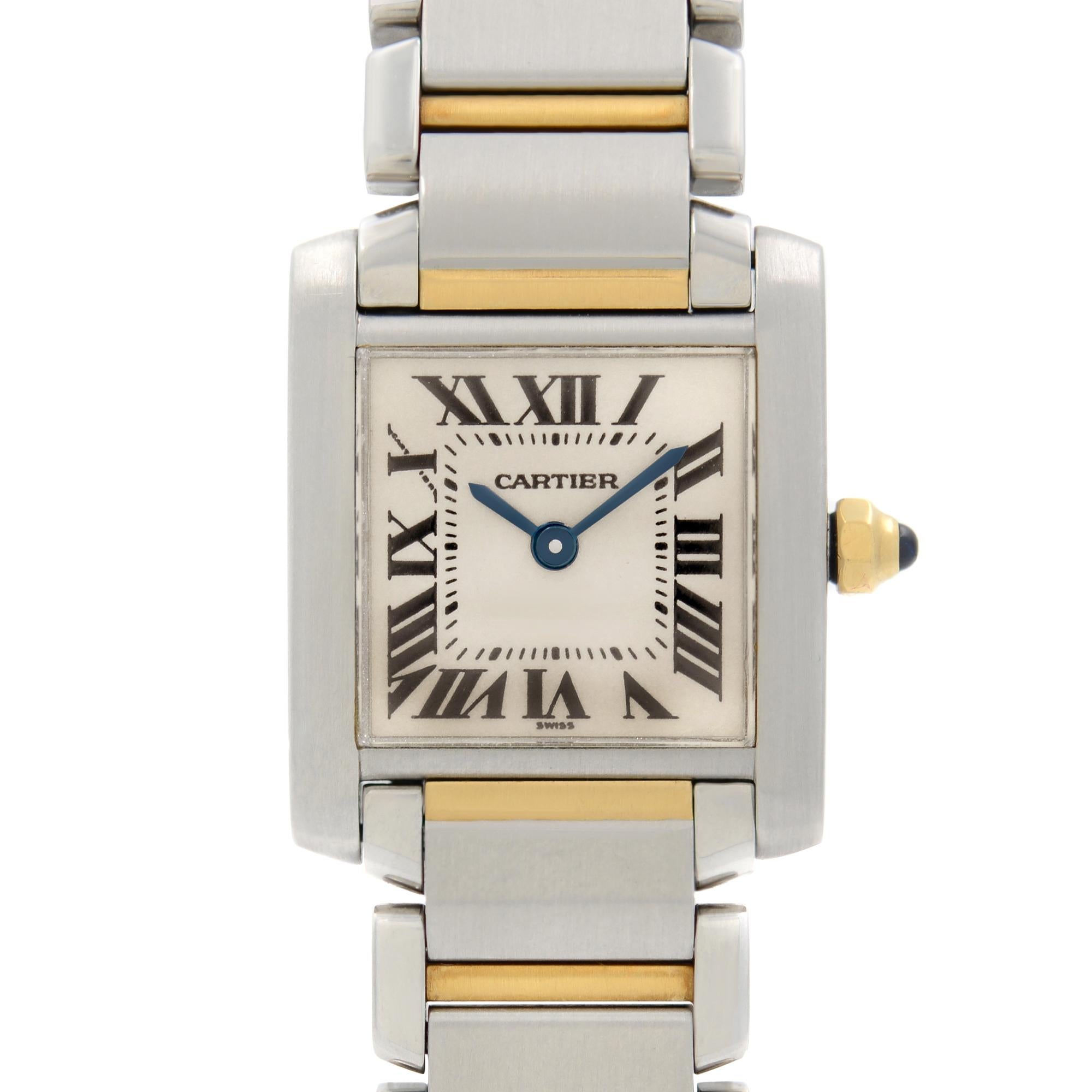Pre-owned Vintage Cartier Tank Francaise 18K Yellow Gold Steel Cream Dial Quartz Ladies Watch. This Beautiful Timepiece Features: Steel Case, Blued-Steel Sword-Shaped Hands, Sapphire Crystal, Yellow Gold, and Steel Bracelet. No Original Box and