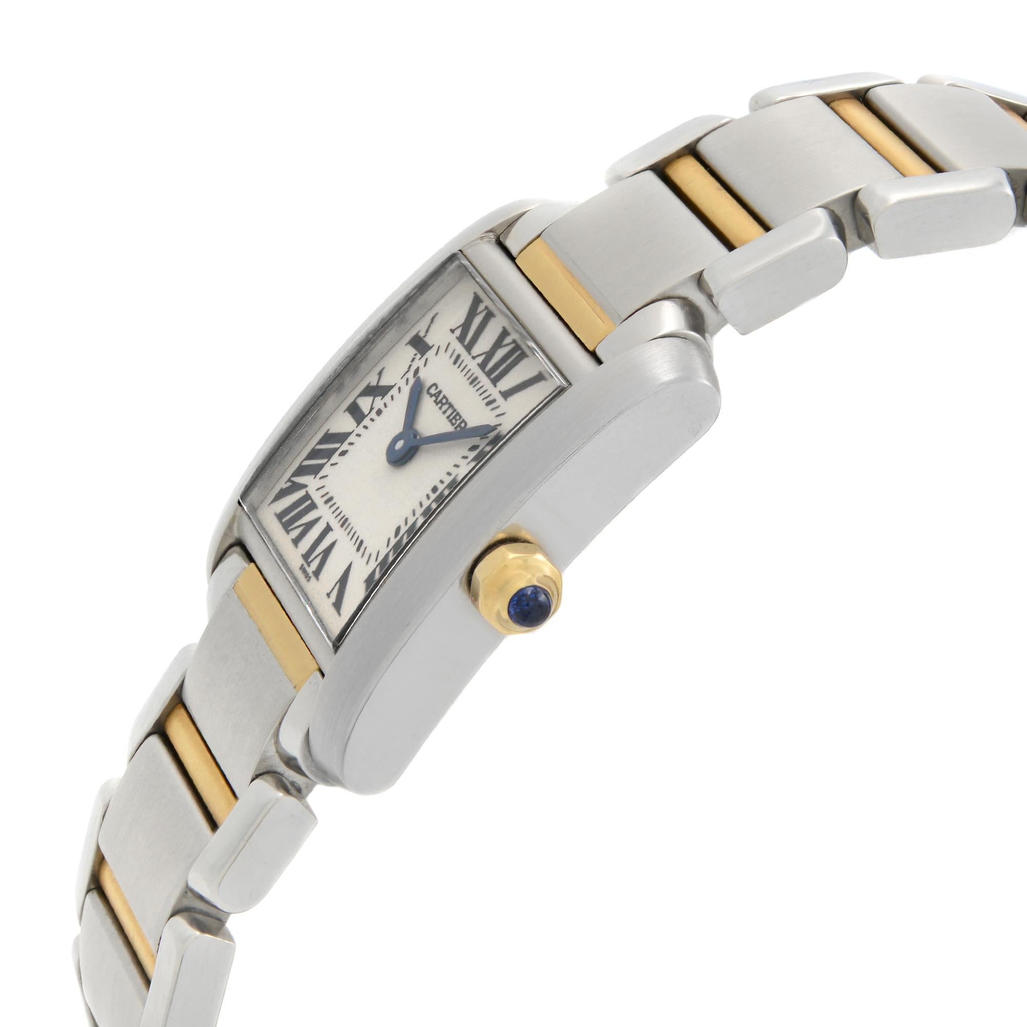 Cartier Tank Francaise 18K Gold Steel Cream Dial Quartz Ladies Watch 2300 In Excellent Condition In New York, NY