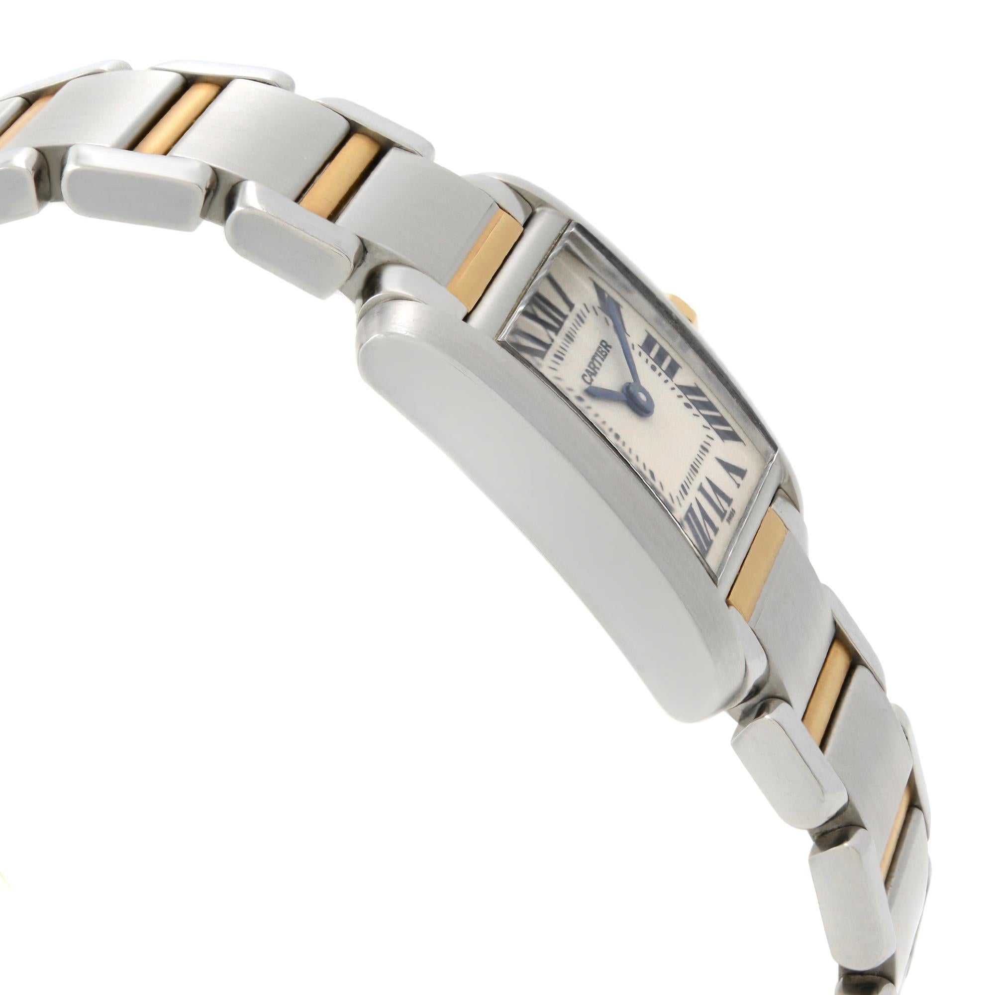 Women's Cartier Tank Francaise 18K Gold Steel Cream Dial Quartz Ladies Watch 2300