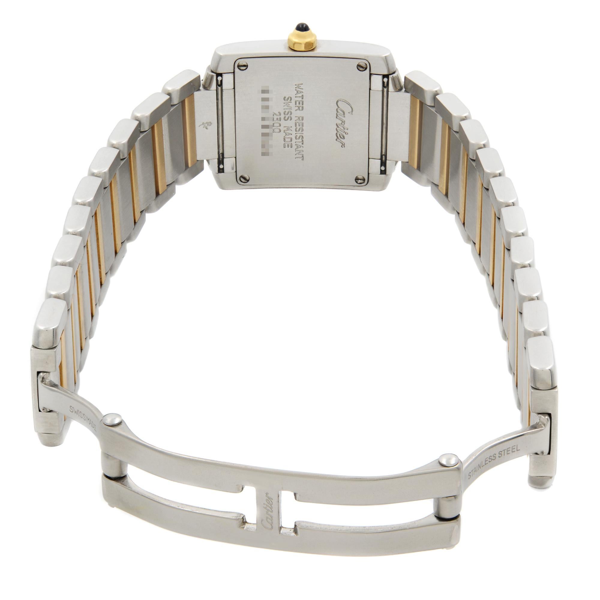 Cartier Tank Francaise 18K Gold Steel Cream Dial Quartz Ladies Watch 2300 1