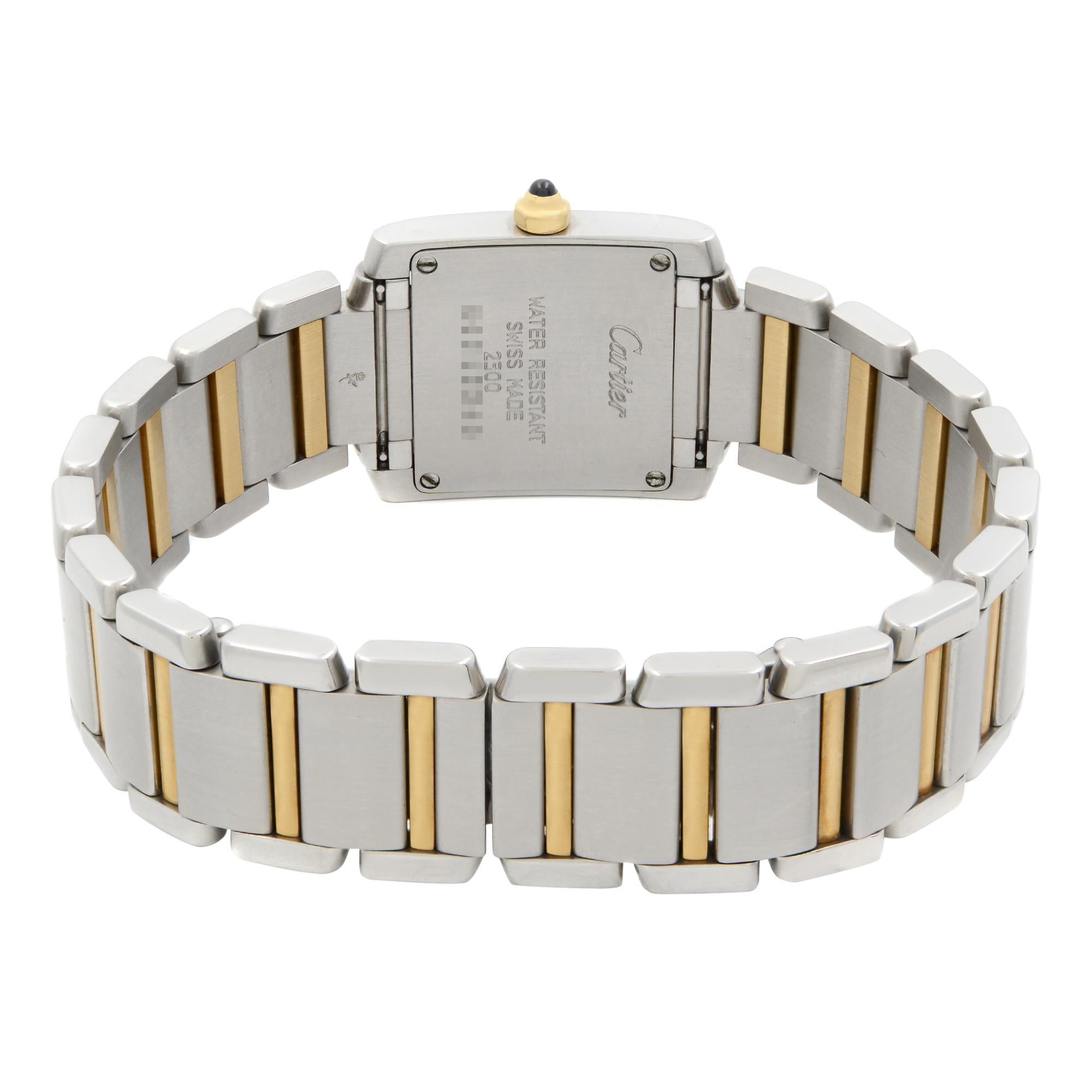 Cartier Tank Francaise 18K Gold Steel Cream Dial Quartz Ladies Watch 2300 2