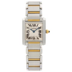 Cartier Tank Francaise 18K Gold Steel Cream Dial Quartz Ladies Watch 2300