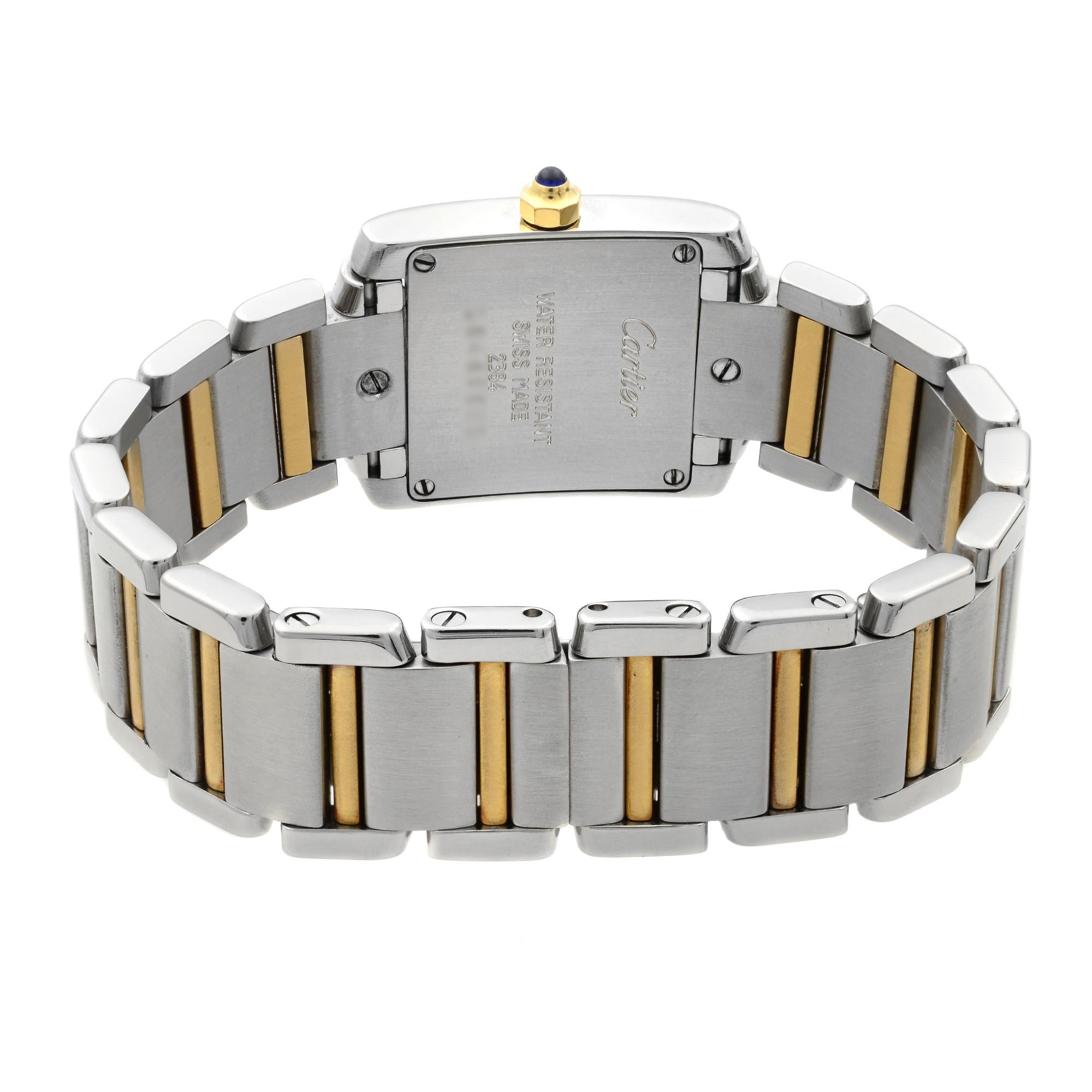 Cartier Tank Francaise 18k Gold Steel Quartz Breige Dial Ladies Watch W51007Q4 2