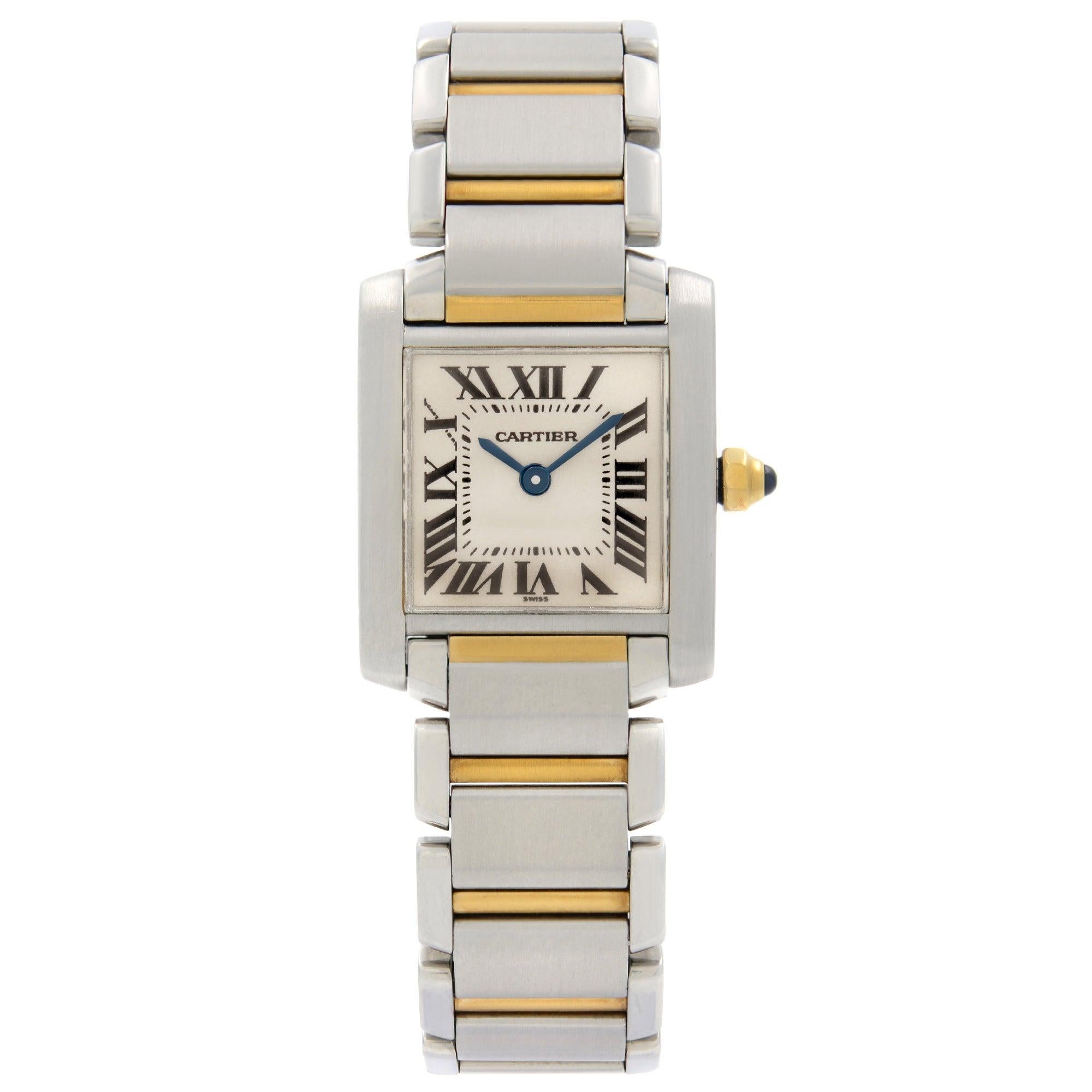 Cartier Tank Francaise 18k Gold Steel Quartz Breige Dial Ladies Watch W51007Q4
