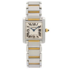 Cartier Tank Francaise 18k Gold Steel Quartz Breige Dial Ladies Watch W51007Q4