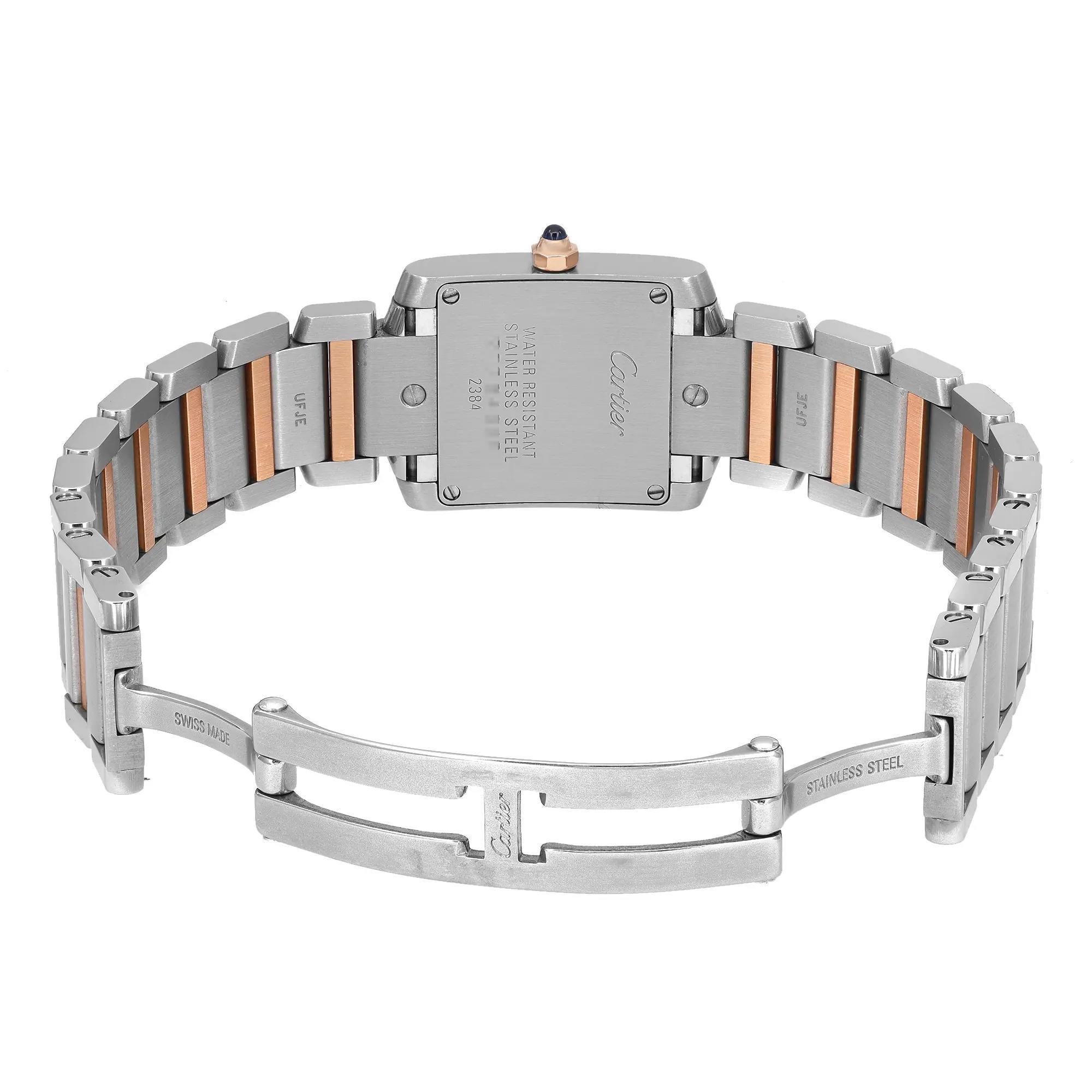 Cartier Montre Tank Française à quartz en acier et or rose 18 carats avec cadran MOP pour femmes 2384 1