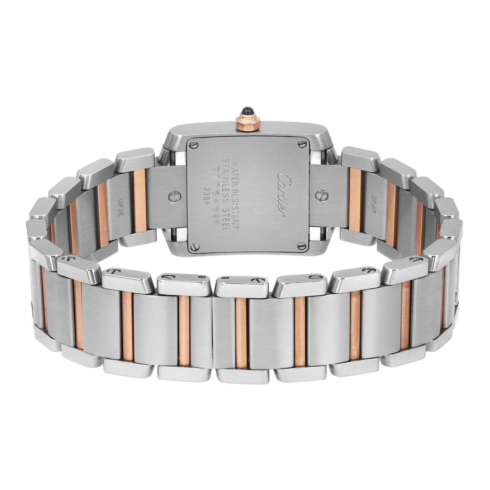 Cartier Montre Tank Française à quartz en acier et or rose 18 carats avec cadran MOP pour femmes 2384 2