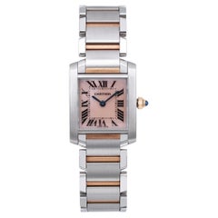 Cartier Tank Francaise 18K Rose Gold Steel MOP Dial Quartz Ladies Watch 2384