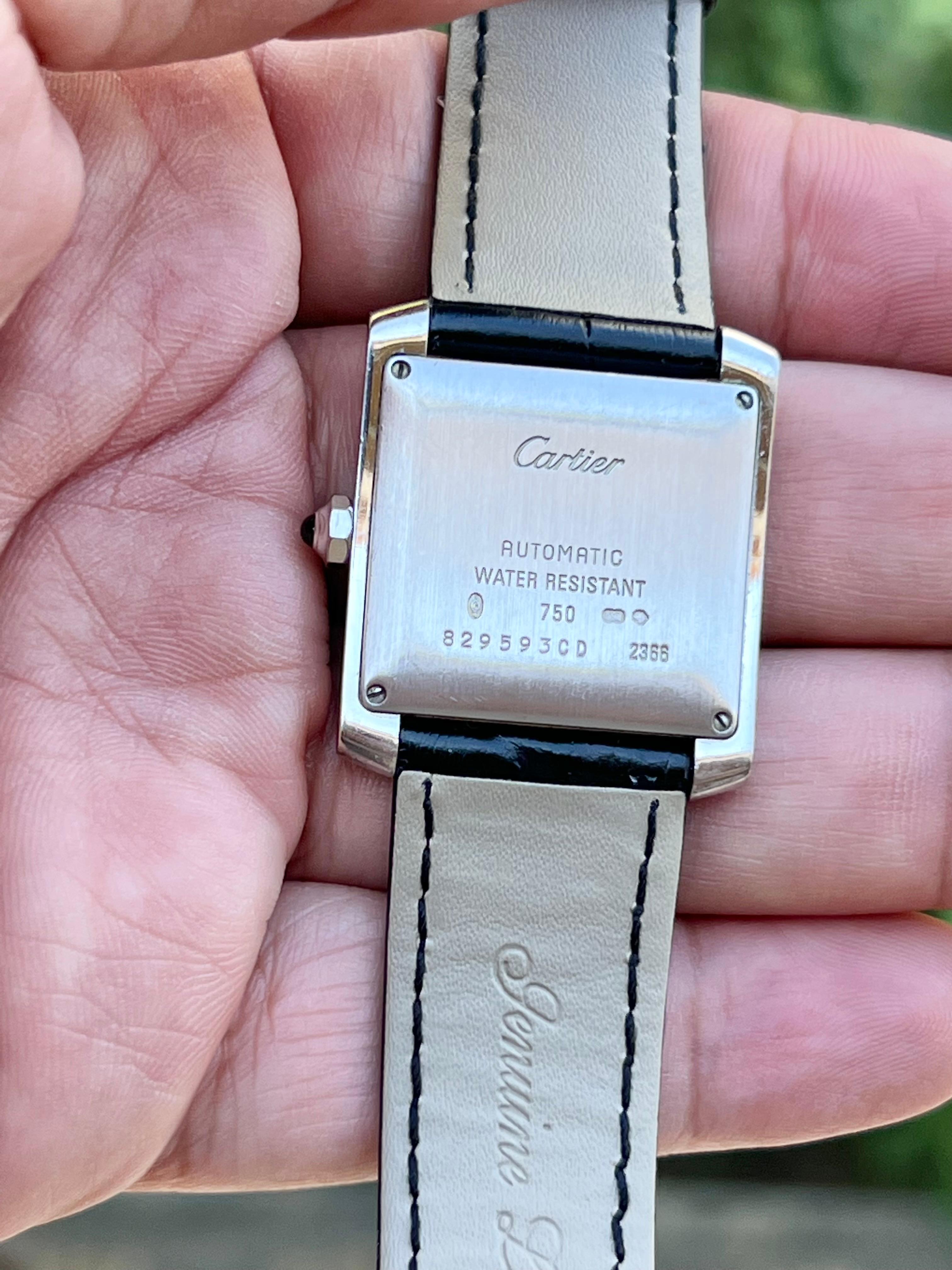  Cartier Tank Française 18K White Gold 2366 Automatic Date Watch   For Sale 5