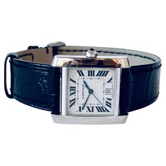 Retro  Cartier Tank Française 18K White Gold 2366 Automatic Date Watch  