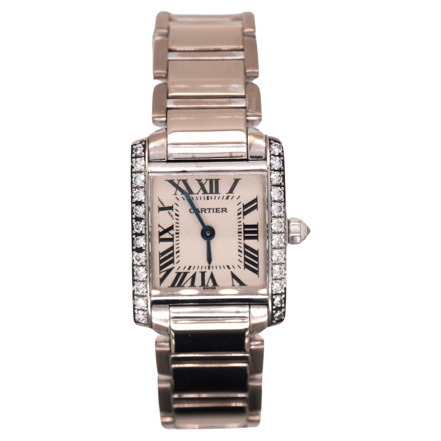 Cartier Tank Française en or blanc 18 carats 30 mm avec diamants d'usine sur le boîtier Réf. 2403