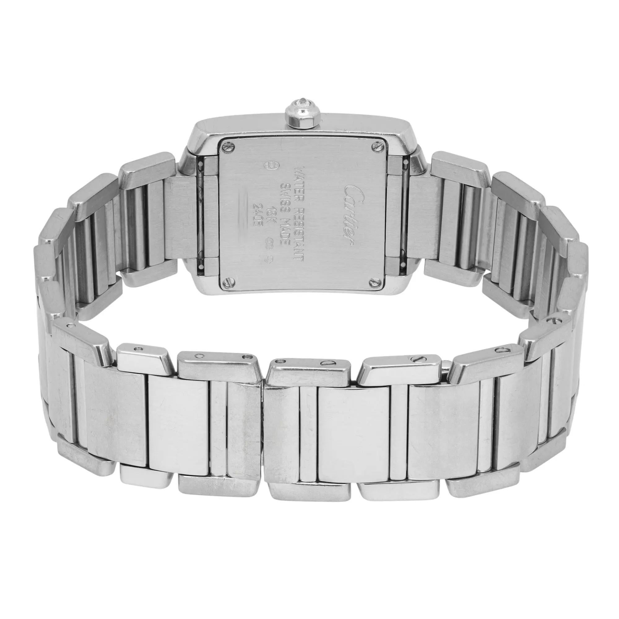 Cartier Tank Francaise 18K White Gold Cream Dial Diamond Ladies Watch WE1002S3 1