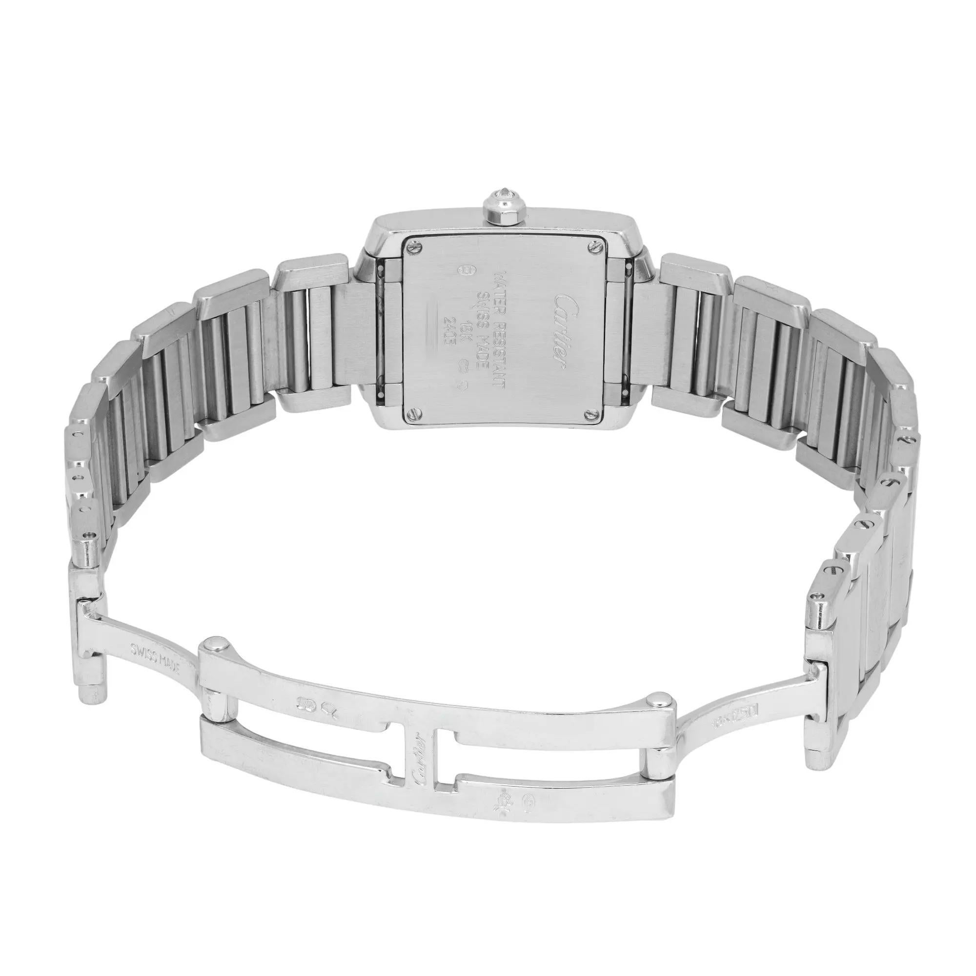 Cartier Tank Francaise 18K White Gold Cream Dial Diamond Ladies Watch WE1002S3 2