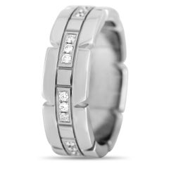 Bague à anneau en or blanc 18 carats et diamants Cartier Tank Française
