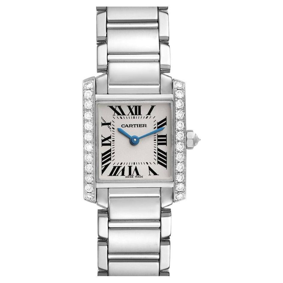 Cartier Tank Francaise 18K White Gold Diamond Ladies Watch WE1002S3 Box Papers For Sale