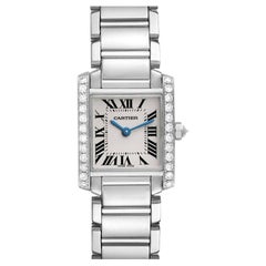 Cartier Tank Francaise 18K White Gold Diamond Ladies Watch WE1002S3 Box Papers