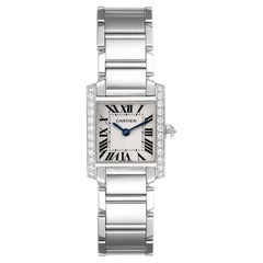 Cartier Tank Francaise 18K White Gold Diamond Ladies Watch WE1002S3