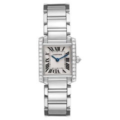 Cartier Tank Francaise 18K White Gold Diamond Ladies Watch WE1002S3